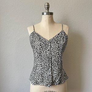 FREDERICK'S OF HOLLYWOOD Silk Leopard Print Button-Up Tank Top Chemise